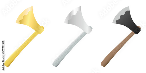 金の斧銀の斧普通の斧イラストセット