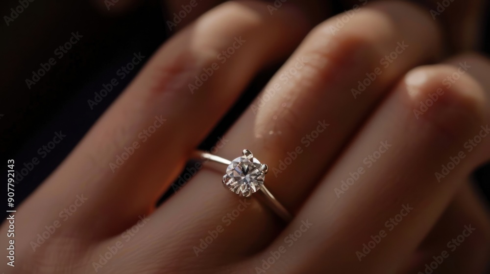 Close-Up of a Diamond Ring on a Finger Close-Up of a Diamond Ring on a Finger