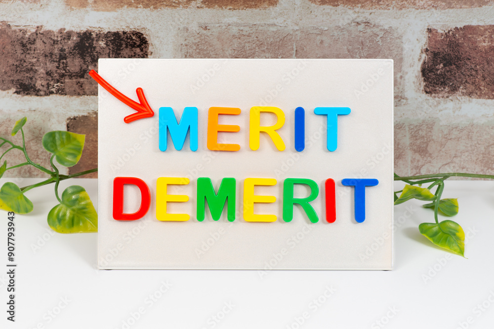 Obraz premium メリットとデメリットのメリットを示す矢印