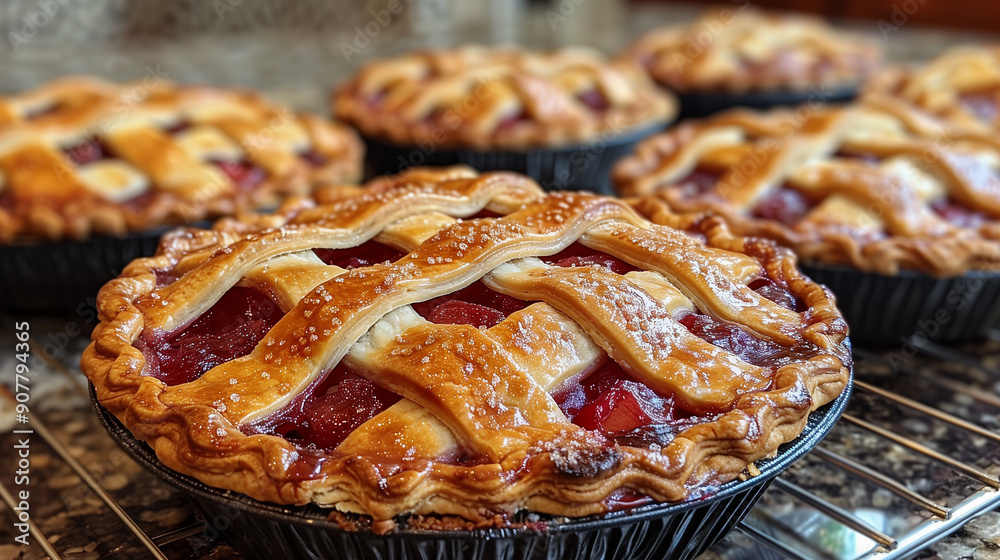 Some freshly baked strawberry cakes. Some freshly baked strawberry cakes.