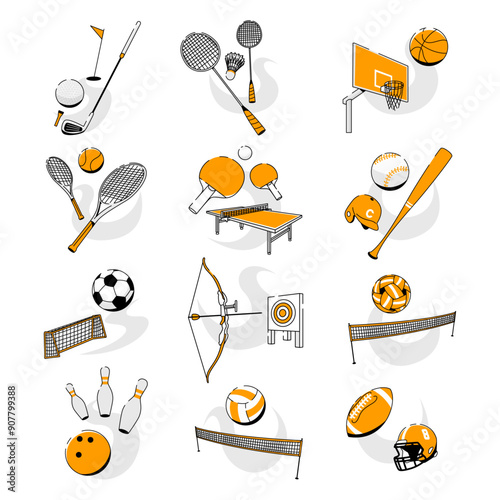 Sports Equipment Graphic Elements Illustration