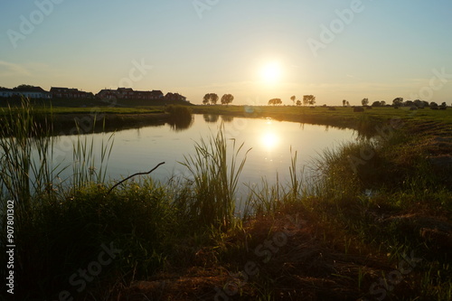 sunset over the river