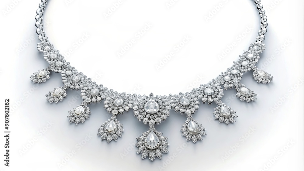 Elegant diamond necklace on a white background, diamond, jewelry, luxury, fashion, accessory, sparkly, glamorous Elegant diamond necklace on a white background, diamond, jewelry, luxury, fashion, accessory, sparkly, glamorous