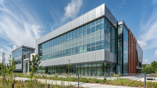 Wallpaper Mural Modern Office Building With Glass Facade and Blue Sky. Torontodigital.ca