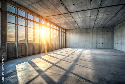 Grunge Concrete Room with Sunlight