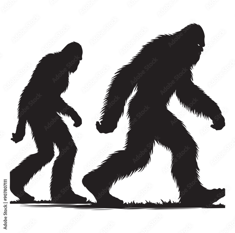 Fototapeta premium Bigfoot silhouette vector art.