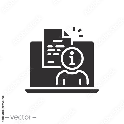 help computer testing icon, user guide, flat vector illustration
