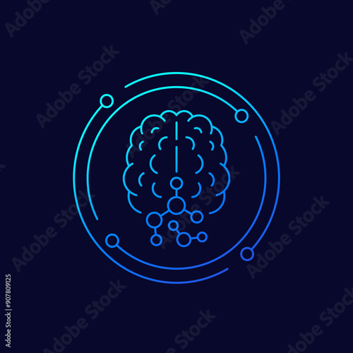brain chemistry icon, linear design