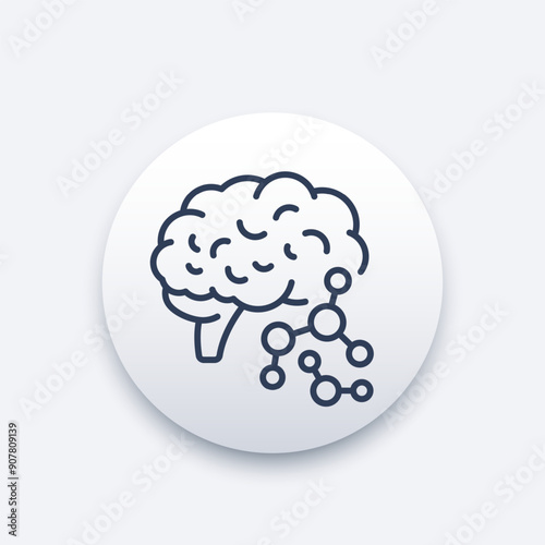 brain chemistry or neurochemistry line icon
