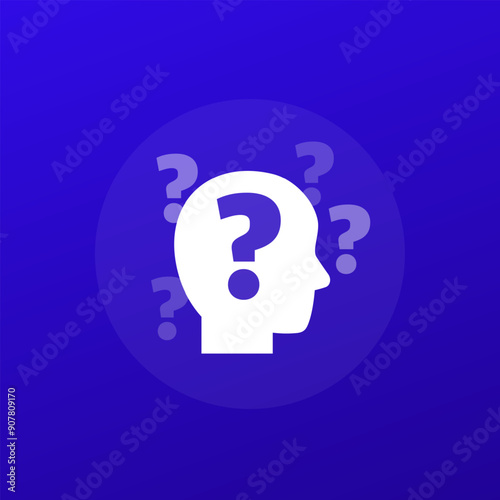 Confusion and uncertainty vector icon, transparent design