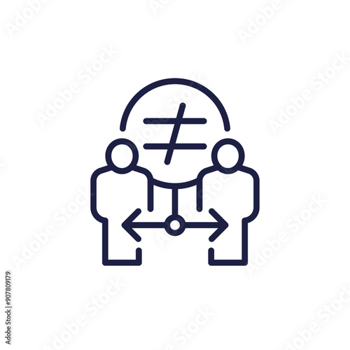 discrimination and inequality line icon on white