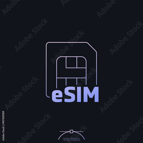 Plakat eSIM card icon with gradient, vector