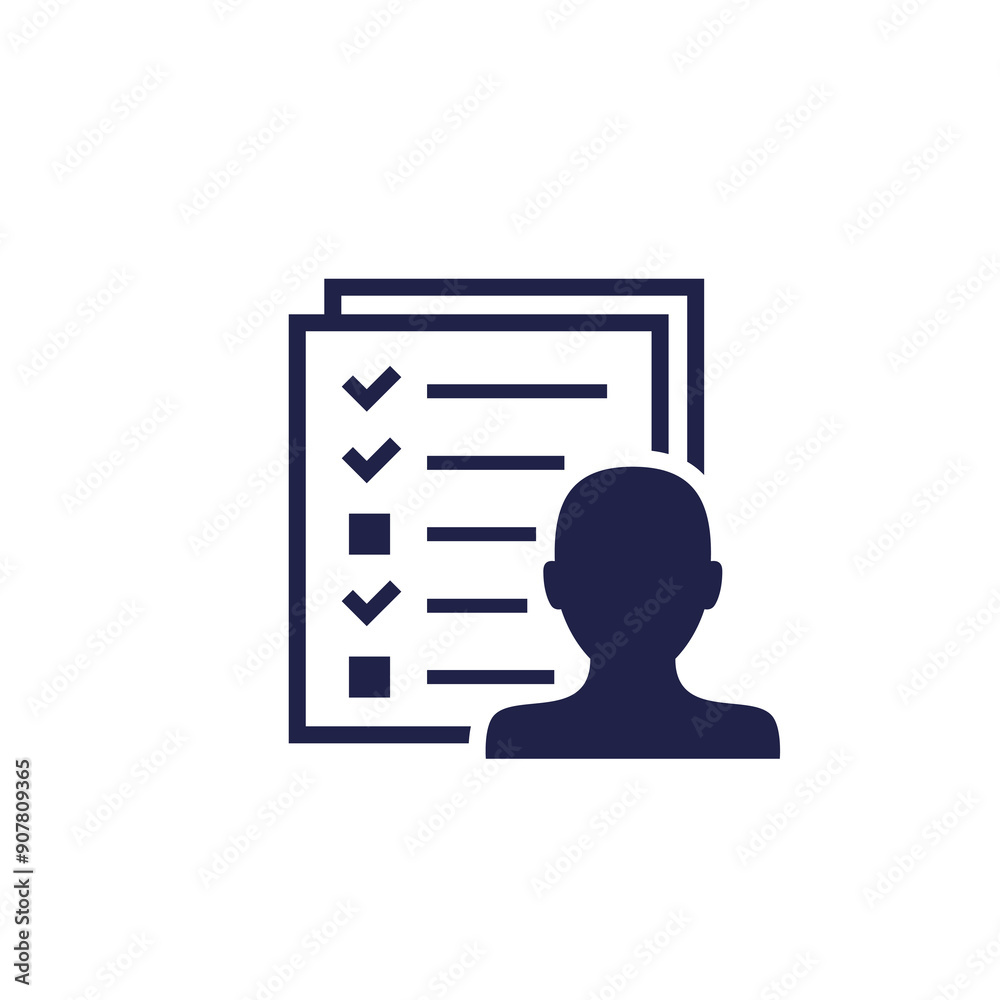 Survey or test icon isolated on white Survey or test icon isolated on white