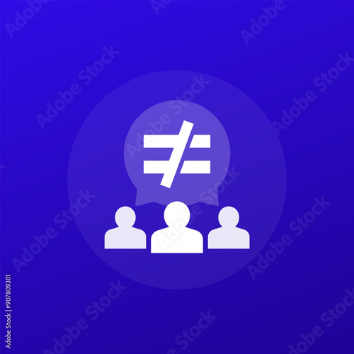 inequality, discrimination icon with people, transparent design