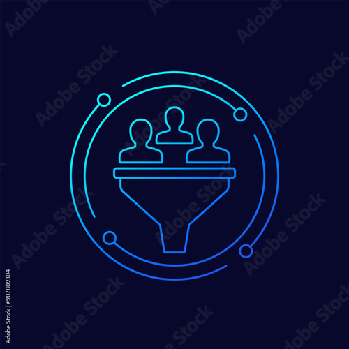 lead generation icon with customers, linear design