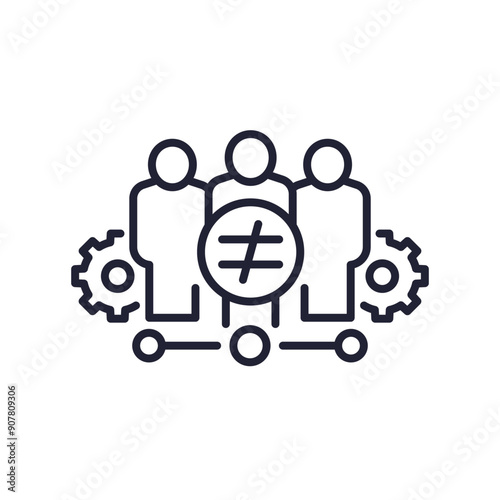 injustice line icon with employees