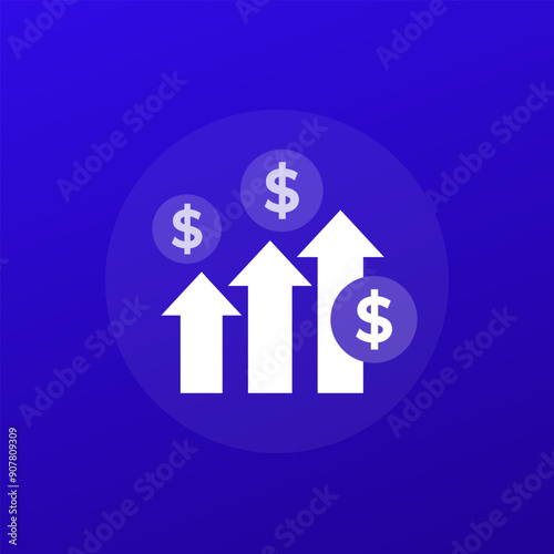 income growth or growing profit icon, transparent design