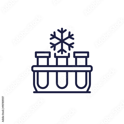 frozen lab samples line icon with test tubes on white