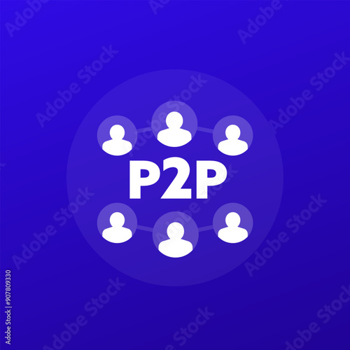 p2p peer-to-peer icon with people, transparent design