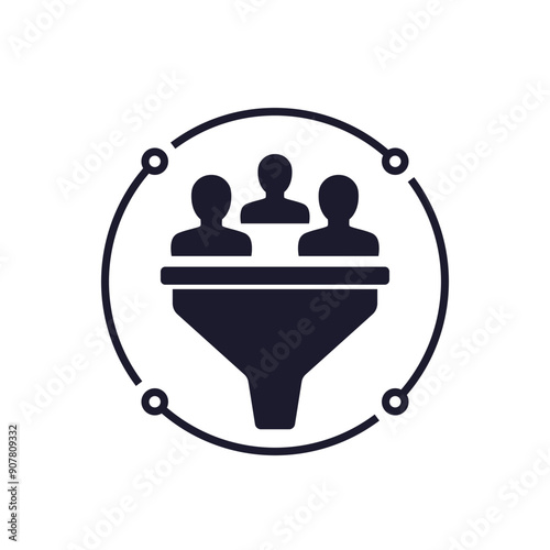lead generation icon with customers on white
