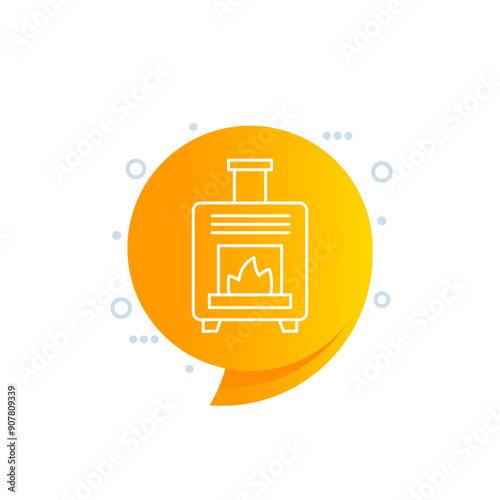 pellet stove icon in linear style