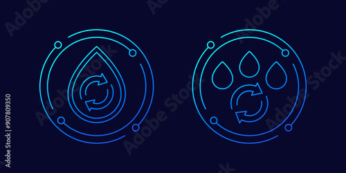 reuse water icons, linear vector design