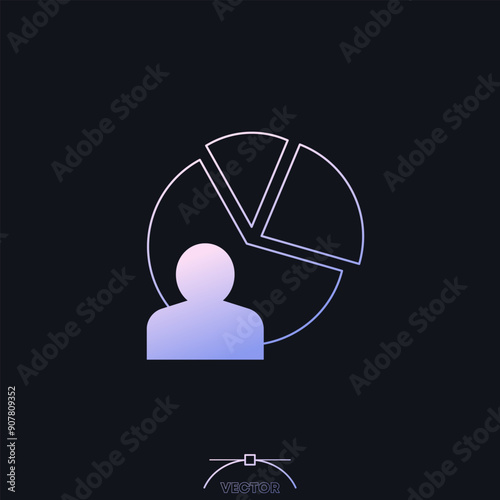 segment customer icon with a gradient, user segmentation vector