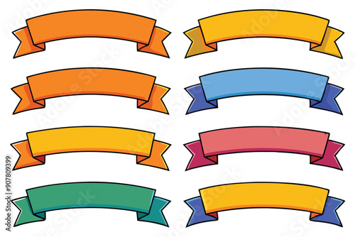 Colorful Blank Ribbon Banners with Curved Edges