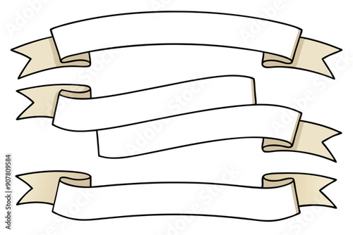 Three Blank Curved Banners with Tan Tails