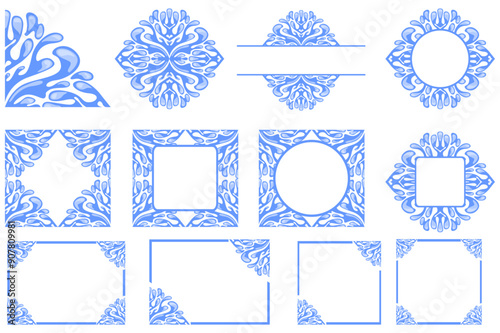 Frame Border decorative ornament design with a liquid Water theme