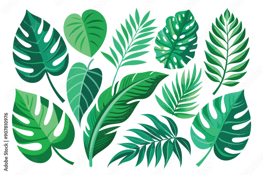 Collection of Green Tropical Leaves