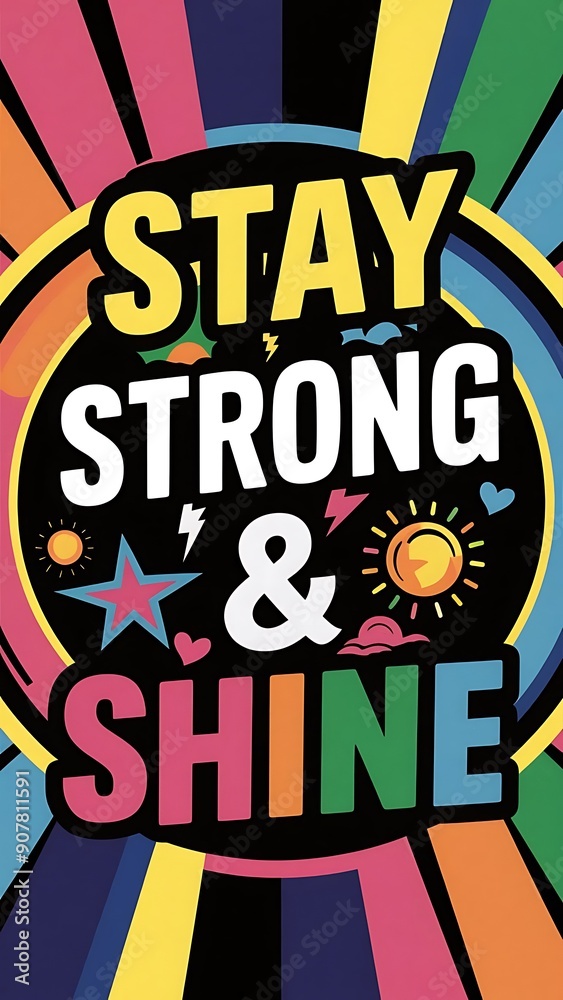 Stay Strong & Shine colorful background and text (T-shirt Design Motivational Quote, Illustration ,Typography) Stay Strong & Shine colorful background and text (T-shirt Design Motivational Quote, Illustration ,Typography)