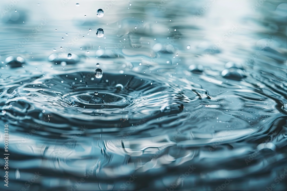 Water drop creates ripples on surface. This image is perfect for illustrating concepts of purity, calmness, and the beauty of nature. Water drop creates ripples on surface. This image is perfect for illustrating concepts of purity, calmness, and the beauty of nature.