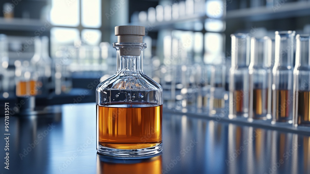 Glycolic acid solution in dark glass bottle for skincare research in chemistry lab
Glycolic acid solution in dark glass bottle for skincare research in chemistry lab