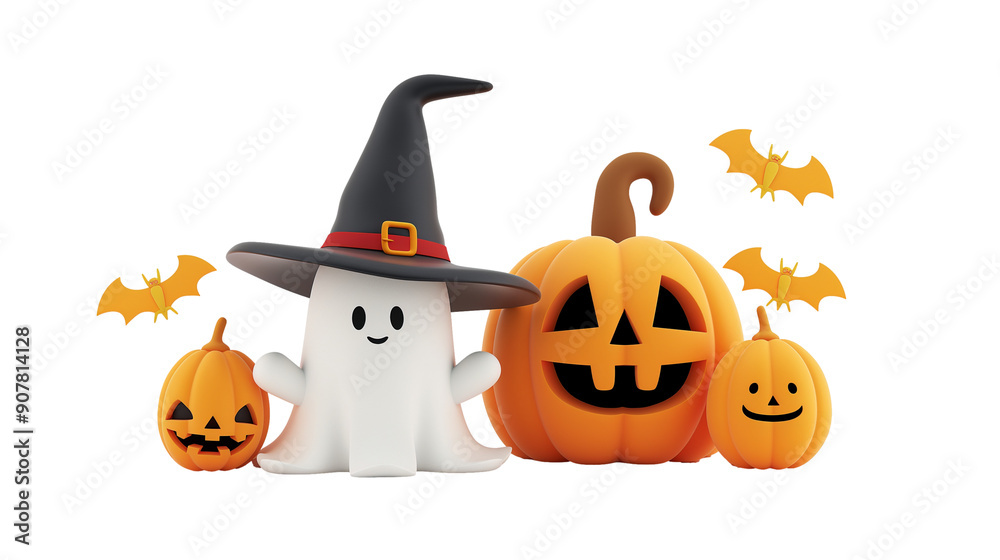 Halloween ghost and pumpkin Halloween ghost and pumpkin