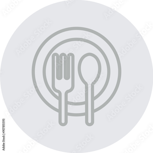 Disposable tableware Vector Line Grey Circle Grey