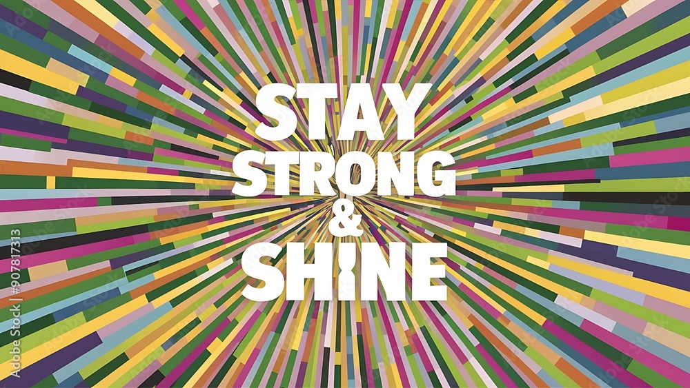 Fototapeta premium Stay Strong & Shine colorful background and text (T-shirt Design Motivational Quote, Illustration ,Typography)
