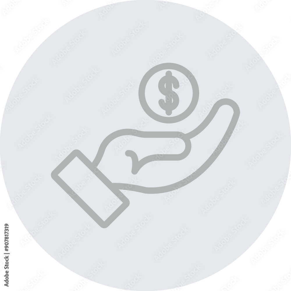 Hand Giving Vector Line Grey Circle Grey Hand Giving Vector Line Grey Circle Grey