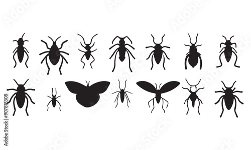 insect logo design black simple line art on white background