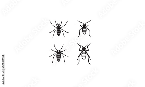 insect logo design black simple line art on white background