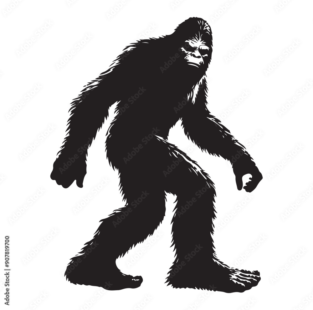 Fototapeta premium Bigfoot silhouette vector art.