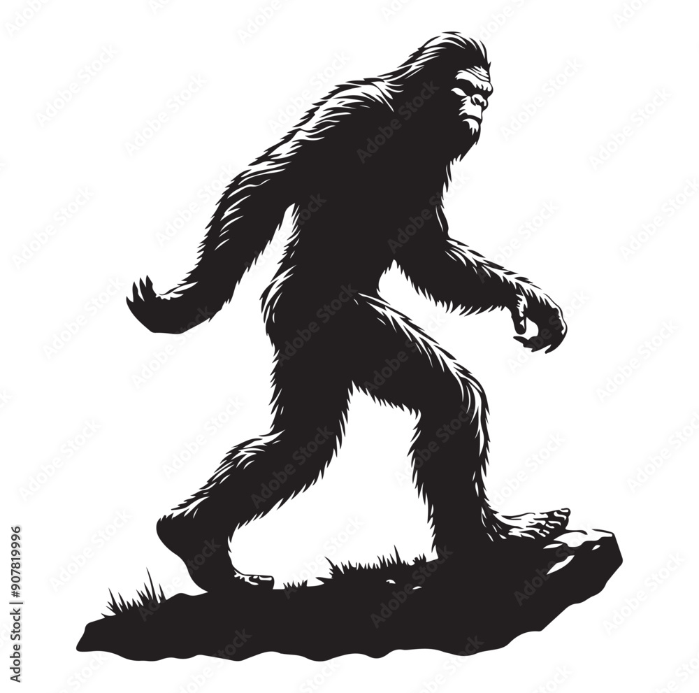 Fototapeta premium Bigfoot silhouette vector art.