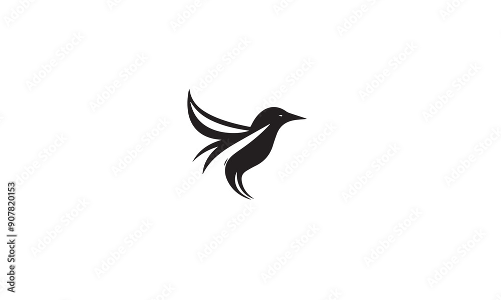 Obraz premium bird logo design black simple flat icon on white background