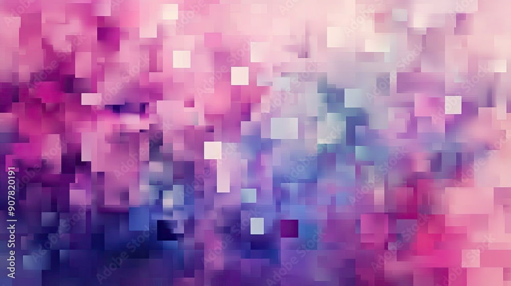 Abstract pastel background featuring pixelated squares in various shades, blending pink, purple, and blue hues Abstract pastel background featuring pixelated squares in various shades, blending pink, purple, and blue hues