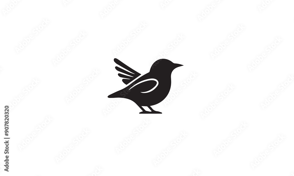 bird logo design black simple flat icon on white background bird logo design black simple flat icon on white background