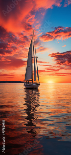 A Stunning Sunset And A Sailboat, Perfect For Mobile Phone Wallpaper