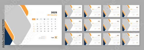 Desk Calendar Template 2025, New Year 2025 table calendar, Minimalist desk calendar 2025 template.