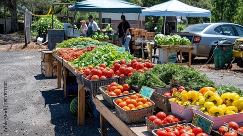 Local farmers' market where neighbors support local agriculture