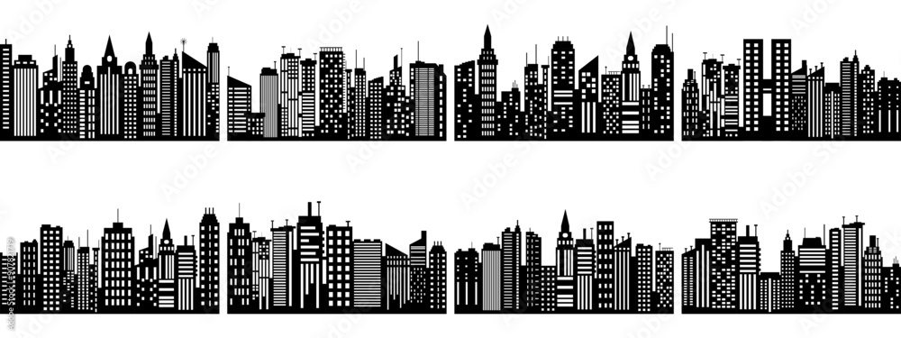 Fototapeta premium city silhouettes great set vector