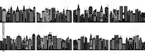 city silhouettes great set vector